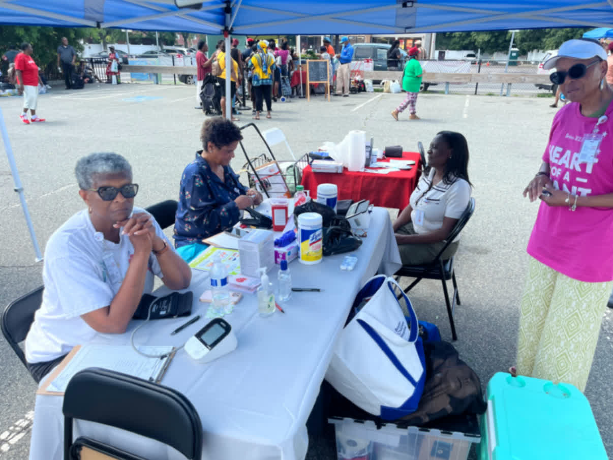 A health coach at the Mattapan Farmers Market.